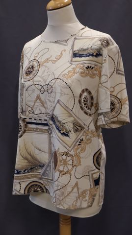 DEVERNOIS – Petit haut à motif marin en polyester, taille 40 à vu...