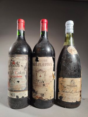 trois bouteilles de vin sont alignées sur une table