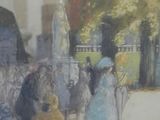 a painting of a group of people sitting at a table