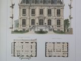 a drawing of a house with a lot of windows and balconies