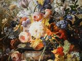 a painting of a vase of flowers on a table