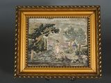 tableau encadré représentant une femme et un enfant dans un jardin