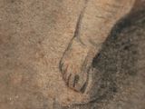 a painting of a person ' s foot on the ground